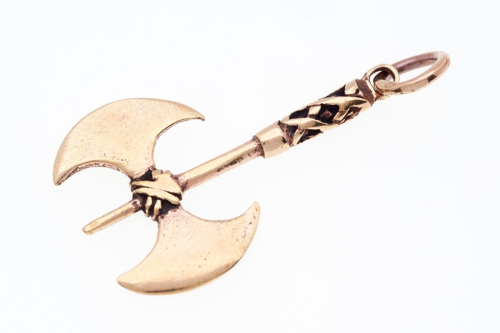 [WK2015-amb5] Amulett, Anhänger 'Falk - Doppelaxt' aus Bronze - Mittelalter, Larp, Fantasy Schmuck