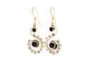 AMINA SPIRALS Ohrringe aus Bronze mit Onyx – Keltische Spiral-Ohrhänger 4,1 cm