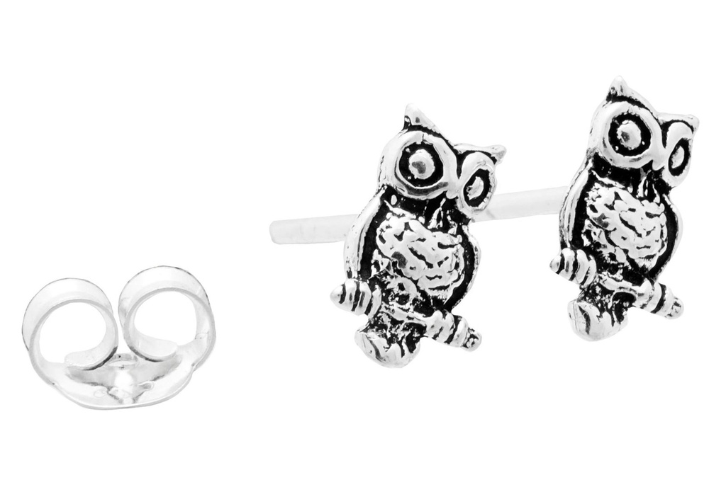 Ohrstecker 'Eule' Sterling Silber 925 - Schmuck für Mittelalter, Reenactment und Larp
