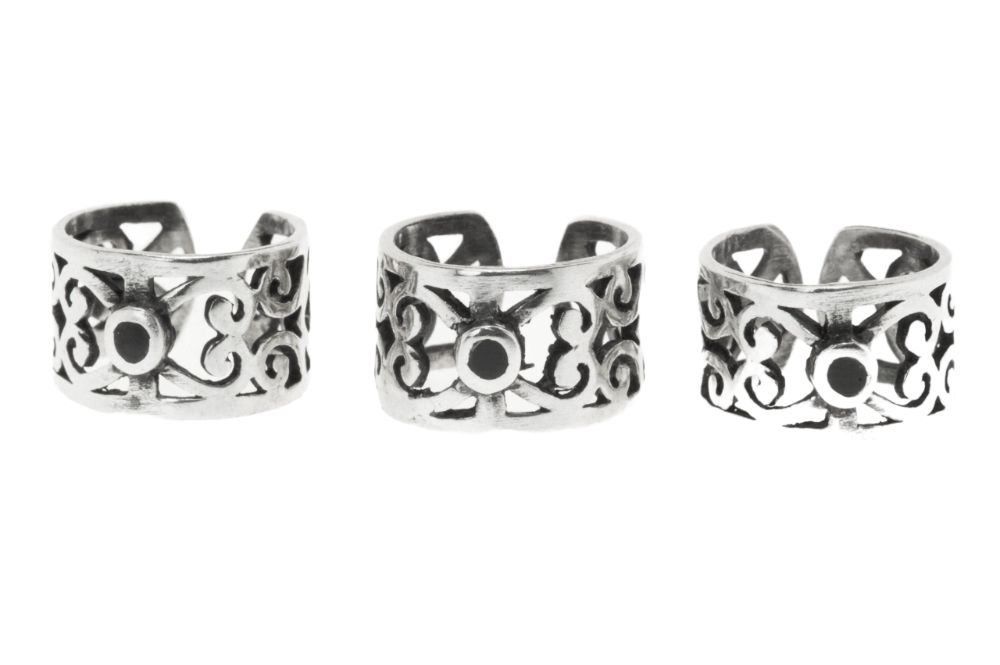 [ok7] Mittelalter Ohrklemme & Haarschmuck BRIGA aus 925 Silber mit Onyx – Ø 10 mm Schmuck für Ohr & Haar