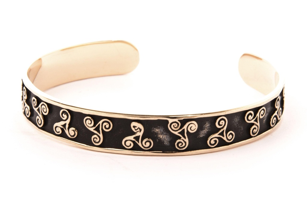 [armb45] Armreif LAGERTHA aus Bronze Ø 6,5 cm – Keltische Triskele als Symbolschmuck