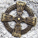 Keltischer Beschlag „Celtic Cross“ aus Zamak, altmessingfarben, 40 mm
