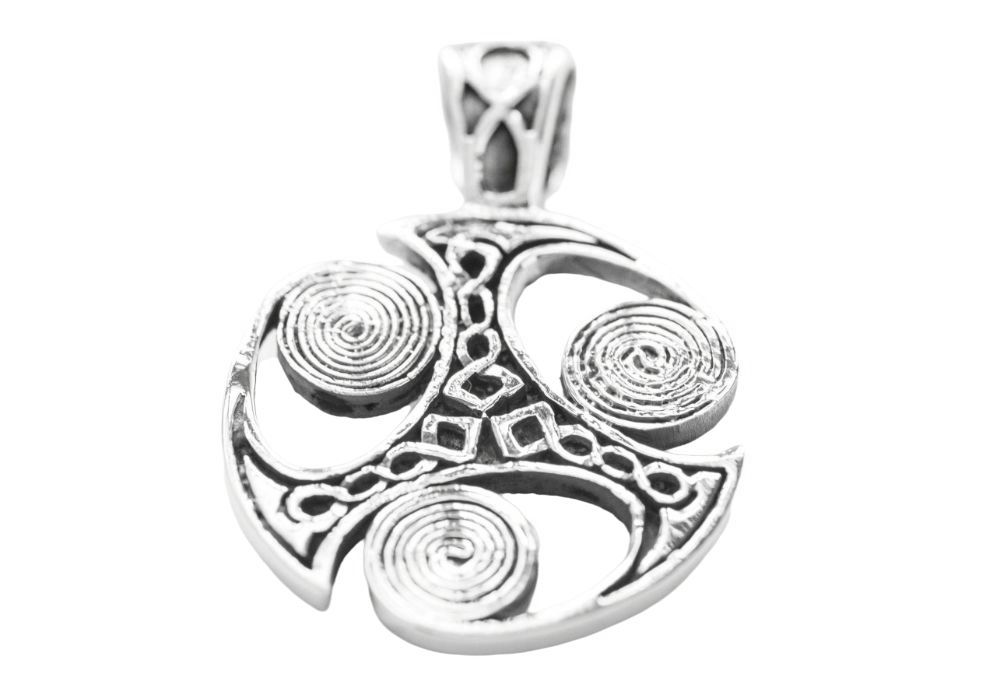 [ac63] Keltisches Amulett, Anhänger 'Massive Triskele' aus Silber 925- Mittelalter, Larp, Reenactment Schmuck
