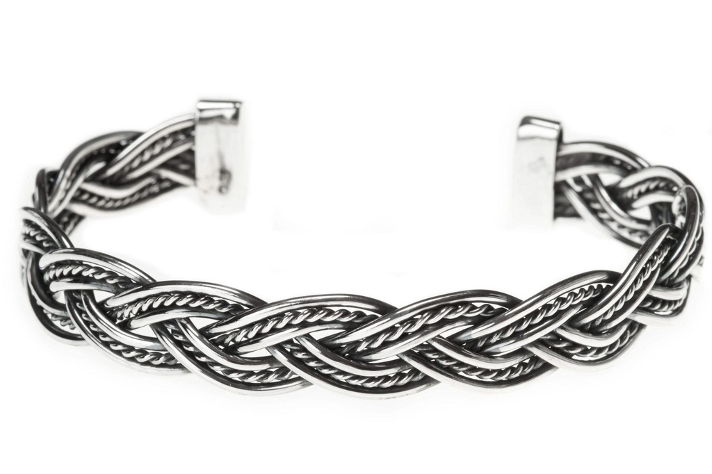 [arm14-3] RAGNAR XL Armreif aus Silber – Großer Wikinger Reif mit Hammerschlagstruktur Ø 7,2 cm