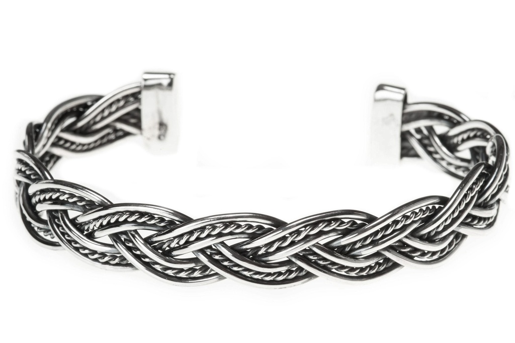 RAGNAR XL Armreif aus Silber – Großer Wikinger Reif mit Hammerschlagstruktur Ø 7,2 cm