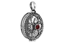 Medaillon-Anhänger SIRONA aus 925er Silber mit Granat – Mystisches Schmuckstück für Erinnerungen (3,2 cm)