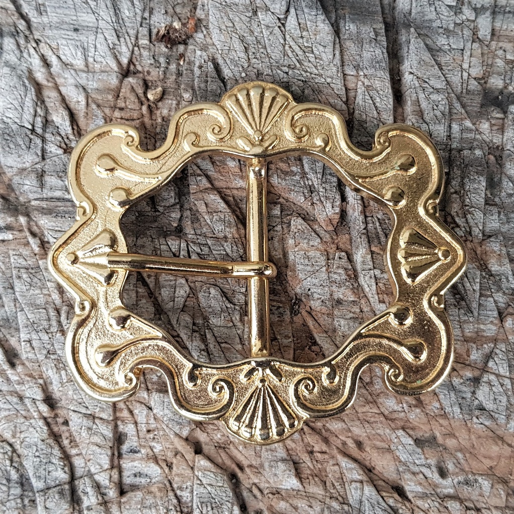 [B3172-22] Bukanier Gürtelschließe goldfarben – Prunkvolle 4 cm Piratenschnalle im Barockstil