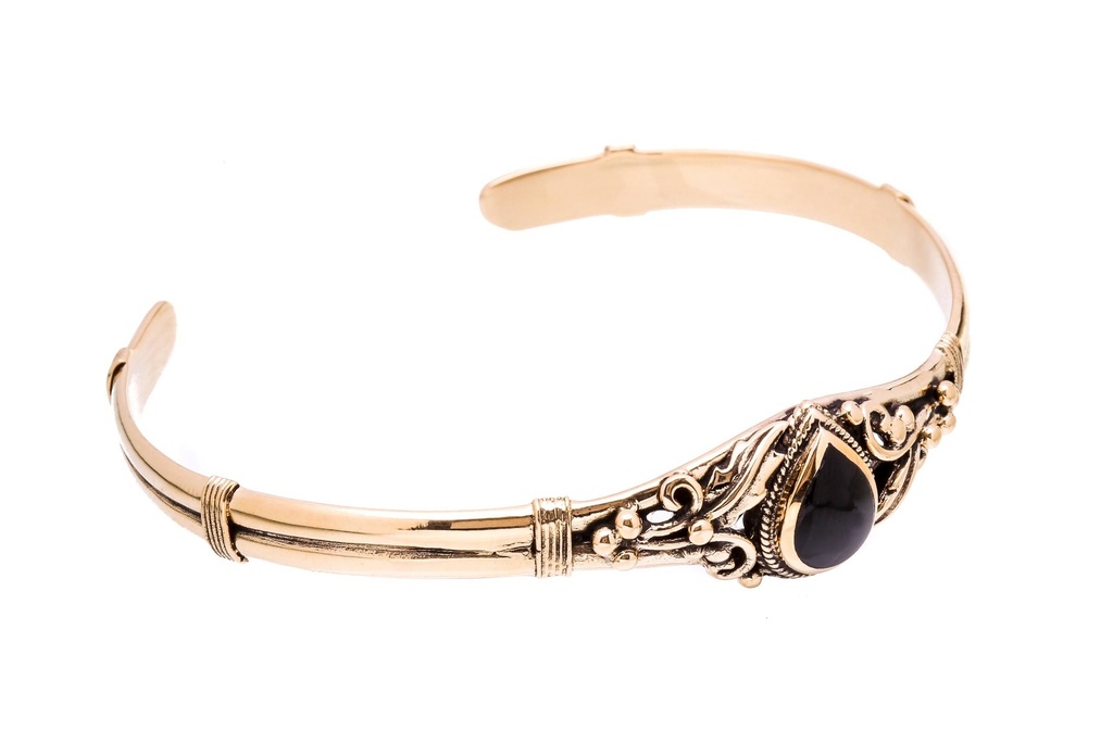[armb41] Bronze Armreif 'Xantia' mit Onyx - Bronze- und Silberschmuck für Reenactment, LARP und Fantasie