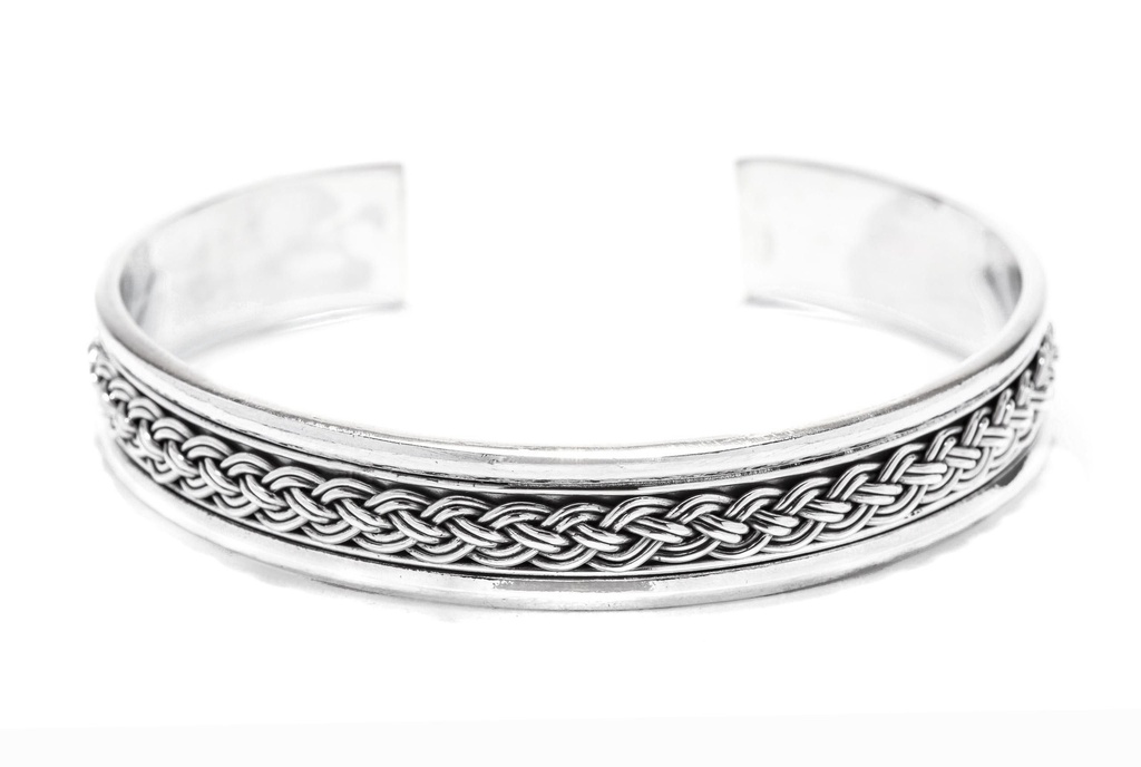 [arm63-2] Armreif Armschmuck 'Brynnar' mit Wikinger Flechtmuster Handgeschmiedet aus Silber