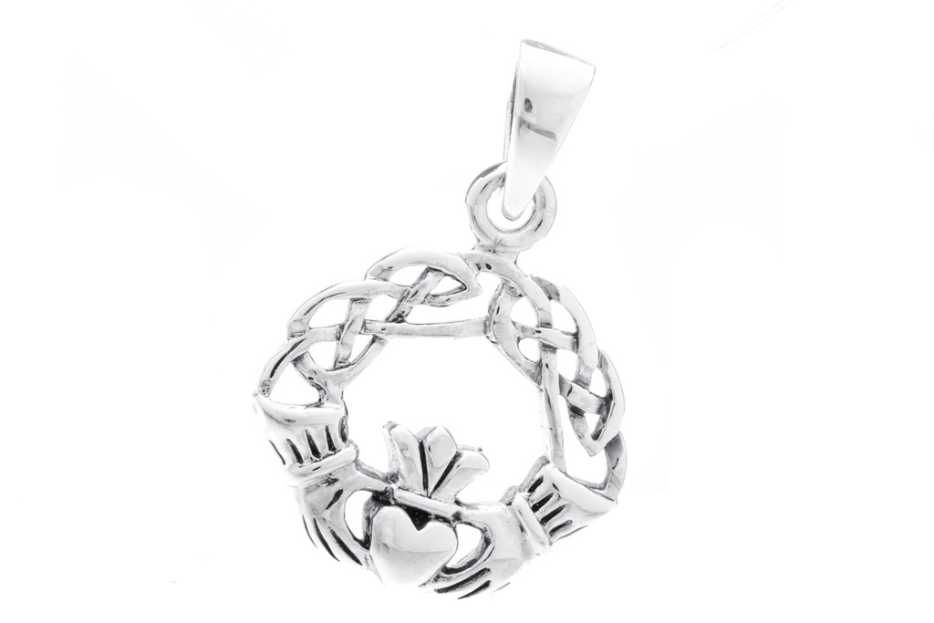 [ac100] Keltisches Amulett, Anhänger 'Irischer Freundschaftsanhänger - Claddagh' aus Silber 925- Mittelalter, Larp, Reenactment Schmuck
