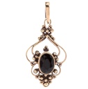Schmuck Anhänger Salia mit schwarzem Kristall 3,1 cm – Bronze – Mystisches Amulett für Schutz und innere Stärke