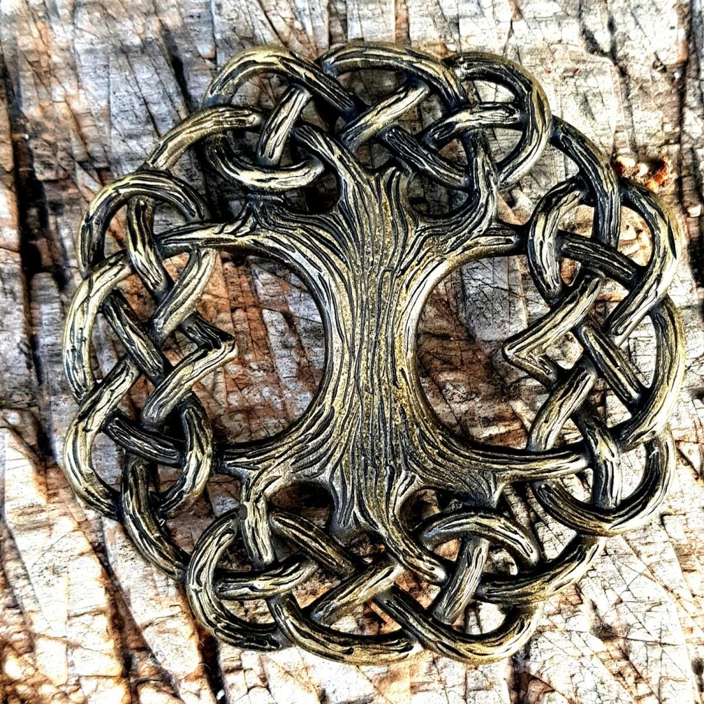 [N-268-21] WELTENBAUM, YGGDRASIL, WELTENESCHE groß, altmessingfarbener Beschlag
