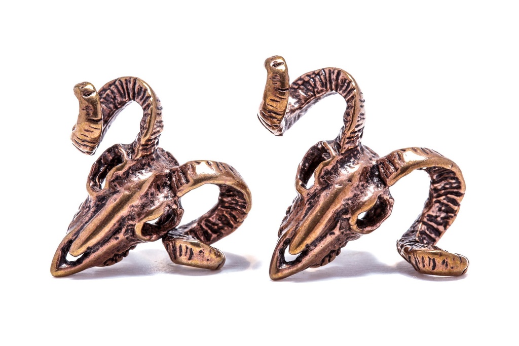 [osb503] Ohrstecker Widhar Widderkopf aus Bronze & Silber – Wikinger Ohrschmuck 1,7 cm