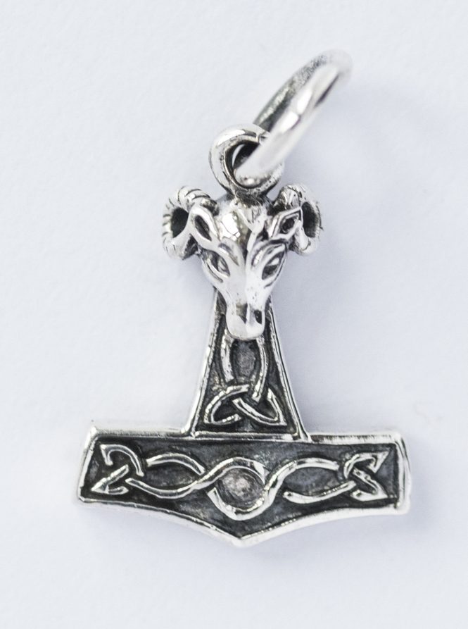[at34] Thorshammer Mjölnir Anhänger 'Kleiner Widder' aus Silber 925 - Mittelalter, Larp, Reenactment Schmuck