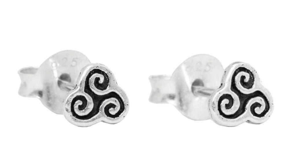[ost4] Ohrstecker 'Celtic Triskel' Sterling Silber 925 - Schmuck für Mittelalter, Reenactment und Larp