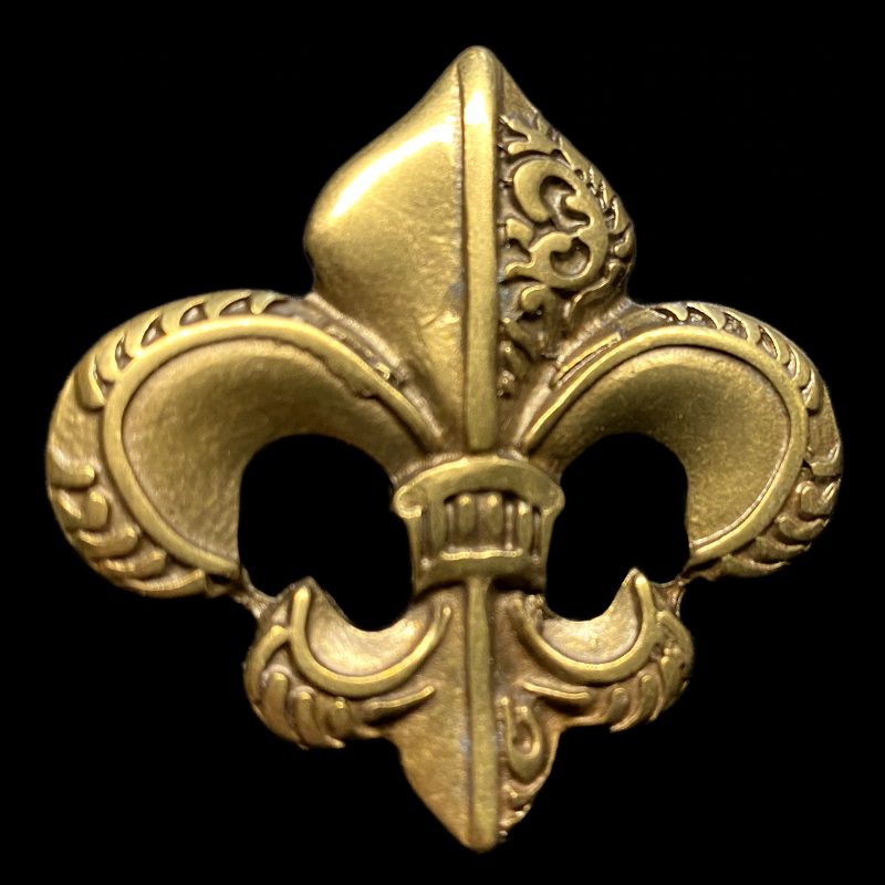 fleur de lys, altmessingfarbener Beschlag, groß