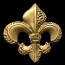 fleur de lys, altmessingfarbener Beschlag, groß
