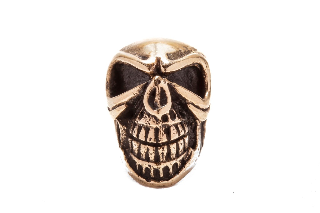 [apb68] Totenkopf Haar- & Bartperle FRIZO aus Bronze – 14 mm Magier-Schädel für Dreads & Zöpfe