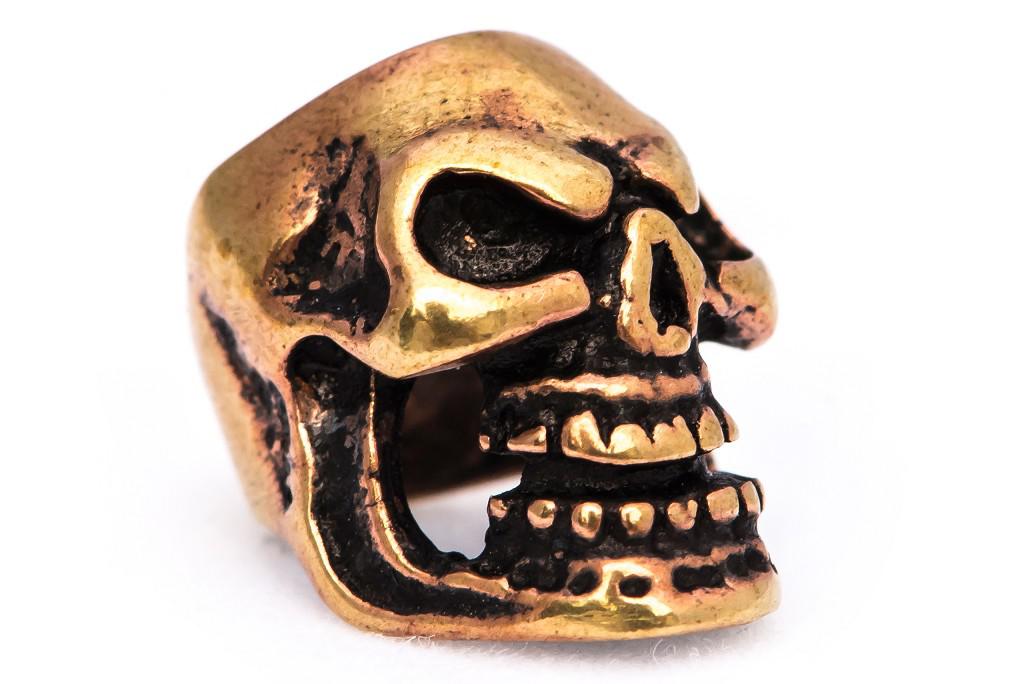 [apb57] Haarperle Bartperle Totenkopf Perle Bronze, Accessoire für Historische Gewandungen, Reenactment und Liverollenspiel