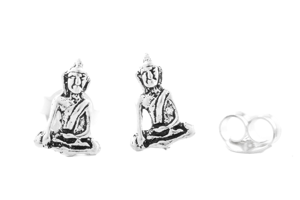 [ost26] Ohrstecker 'Kleiner Buddha' Sterling Silber 925 - Schmuck für Mittelalter, Reenactment und Larp