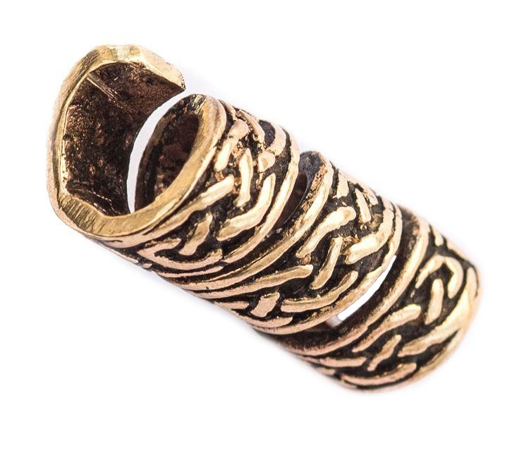 [apb25] Keltische Perle "Rigani" aus Bronze – Haar- & Bartperle mit Knotenmuster 1,9 cm