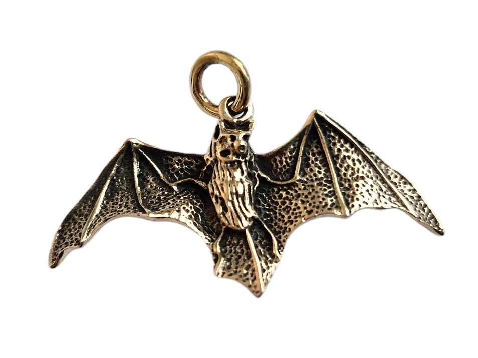 [WK2015-amb536] Amulett, Anhänger 'Arcania - Fledermaus' aus Bronze - Mittelalter, Larp, Fantasy Schmuck