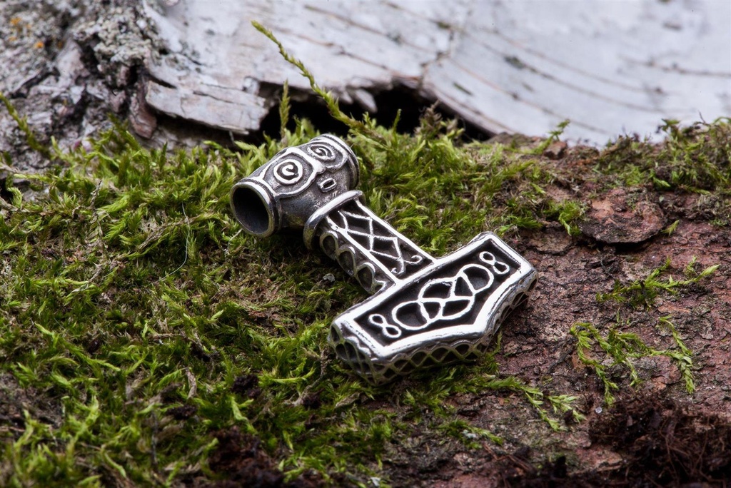 [at39] Thorshammer Mjölnir Anhänger 'Großer Thor Hammer' aus Silber 925 - Mittelalter, Larp, Reenactment Schmuck