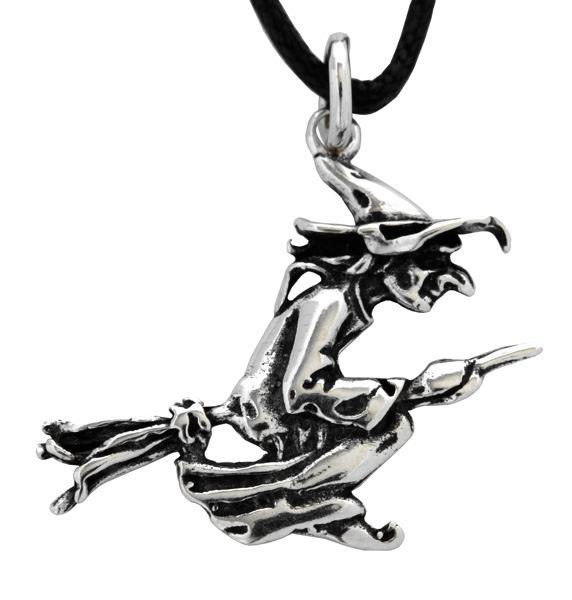 Schmuckstück  Schmuck Anhänger MIDIA 3 cm Fliegende Hexe Silber 3.0 cm