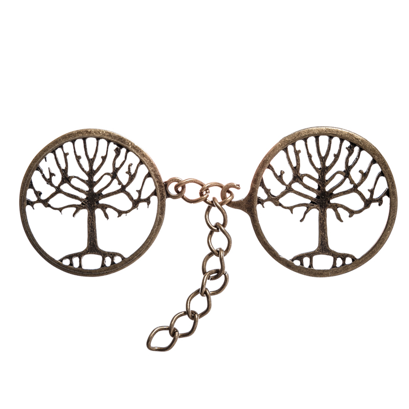 [V-114-21] Gewandverschluss Weltenbaum Altmessing