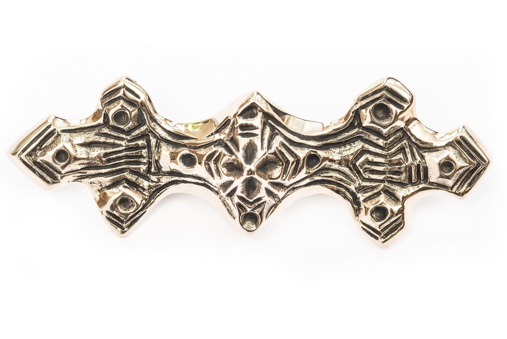 Wikinger Fibel Brosche "Gleicharmfibel" aus Bronze – Große Gewandschließe 7 cm