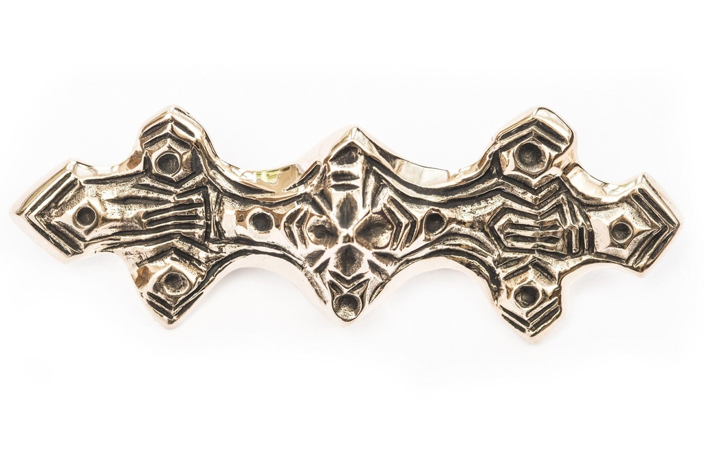 Wikinger Fibel Brosche "Gleicharmfibel" aus Bronze – Große Gewandschließe 7 cm