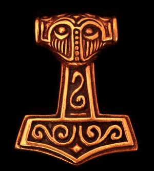 Thorshammer Anhänger STEINTHOR aus Bronze – Mjölnir Wikinger Amulett 3,4 cm