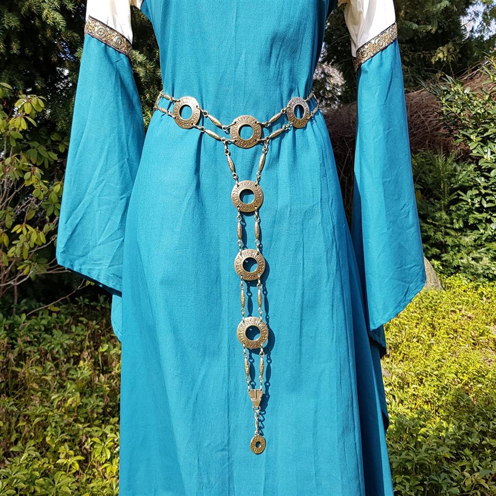 [CY-5340-2] Kettengürtel Y-Gürtel Y-Runenkreise messingfarben Ypsilongürtel Accessoire für Larp, Mittelalter und Alltag