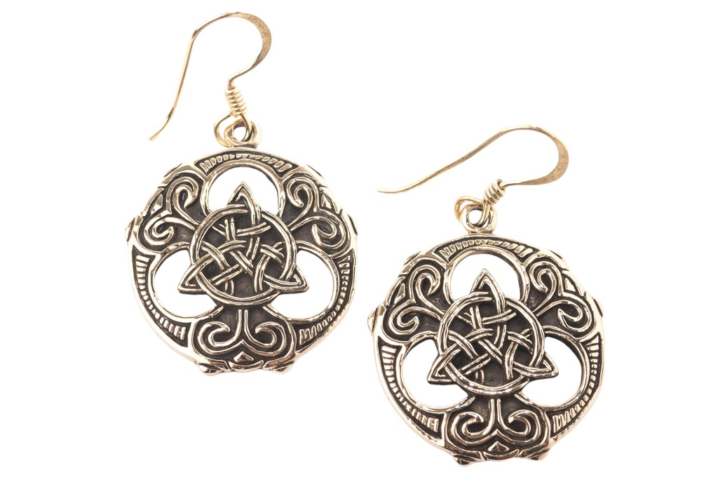 [ohb522] ELANA Ohrringe aus Bronze – Keltische Triskele Ohrhänger Dreiheitssymbol 3,9 cm