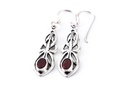 Ohrhänger 'Áine Celtic Roter Kristall' Silber 925 -  Schmuck für Mittelalter, Reenactment und Larp