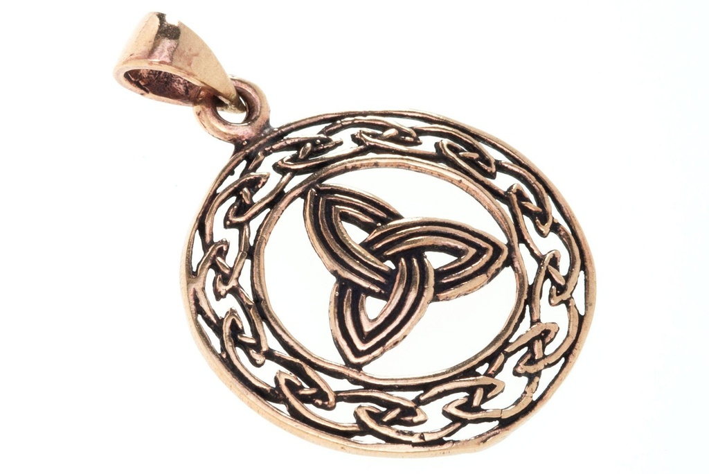 [acb507] Keltisches Amulett, Anhänger 'Dacian – Keltische Dreiheit' aus Bronze- Mittelalter, Larp, Reenactment Schmuck