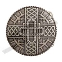 Großer Beschlag „Merowinger Brustplatte“ silberfarben – Zierniete Ø 65 mm mit Knotenmuster für Taschen & Gewand