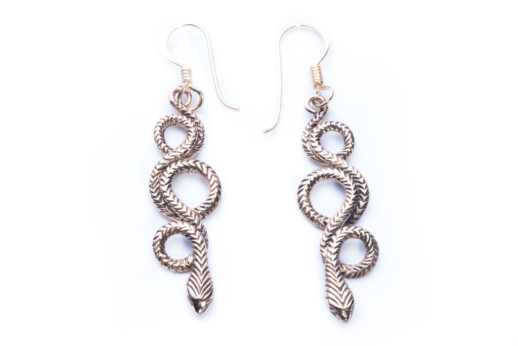 [ohb105] Ohrhänger Pythea Schlangen aus Bronze – Antiker Römerschmuck 4,8 cm