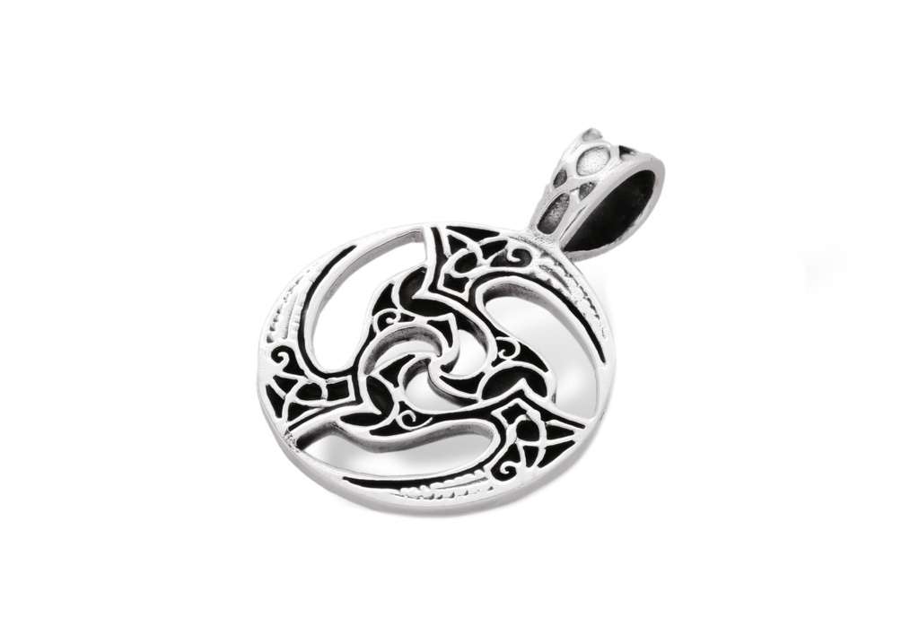 [ac101] Keltisches Amulett, Anhänger 'Triskele mit keltischen Knoten' aus Silber 925- Mittelalter, Larp, Reenactment Schmuck