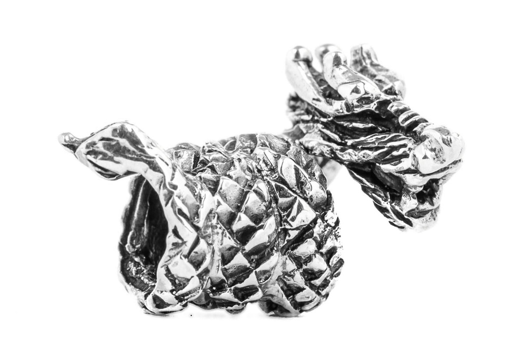 Drache Silber Bartperle Lockenperle - Accessoire für Historische Gewandungen, Reenactment und Liverollenspiel