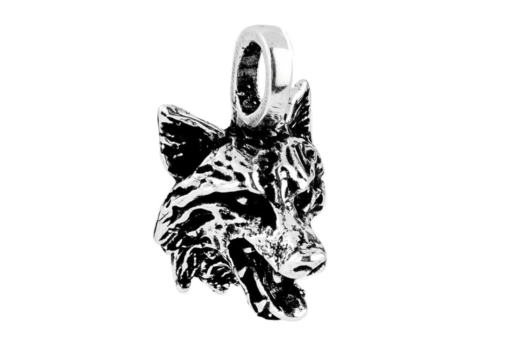 Amulett, Anhänger 'Wolfskopf' aus Silber 925 - Mittelalter, Larp, Fantasy Schmuck