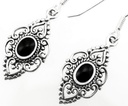 Ohrhänger 'Aja Onyx' Silber 925 -  Schmuck für Mittelalter, Reenactment und Larp