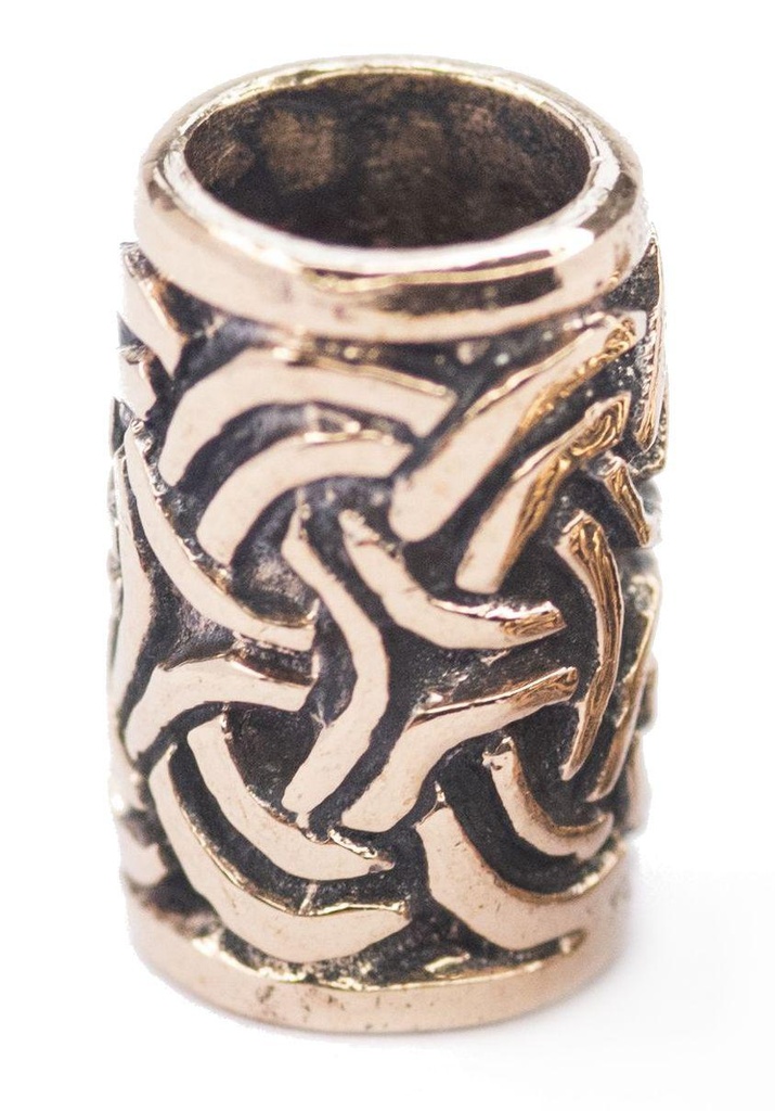 Wikinger Haar- & Bartperle GYLFI aus Bronze – 13 mm Schmuckperle mit Knotenmustern für Dreads & Zöpfe