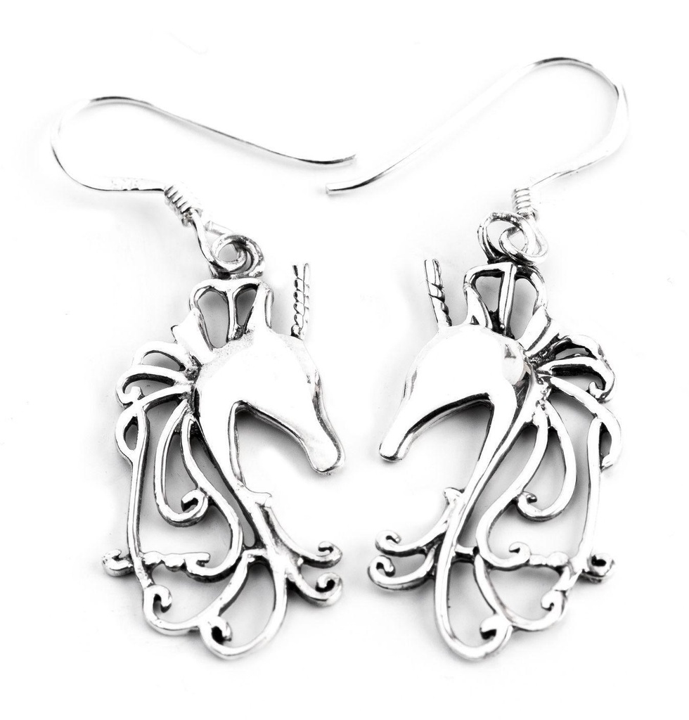 [oh29] Ohrhänger 'Nimo Einhorn' Silber 925 -  Schmuck für Mittelalter, Reenactment und Larp