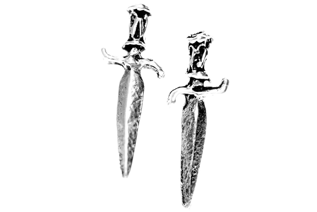 [ost55] Ohrstecker Icona aus Silber – Kleine Dolch-Ohrringe 925er Mittelalter Schmuck 1,3 cm