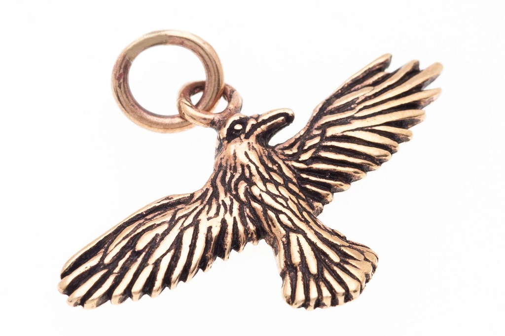 [amb113] Schmuckstück  Schmuck Anhänger HUGIN 2.7 cm Kleiner Rabe Bronze 2.7 cm