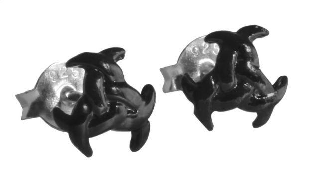 [ost125] Ohrstecker 'Fruela Black Triskel-Tribal' Sterling Silber 925 - Schmuck für Mittelalter, Reenactment und Larp