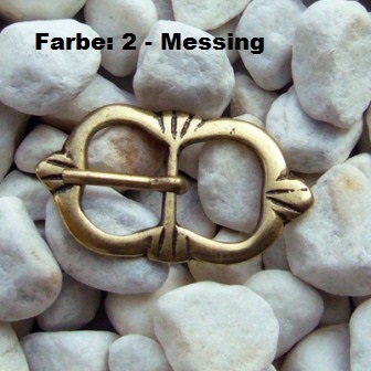 [B664-2] Messingfarbene Mittelalter-Schließe – Geschwungene Schnalle für schmale Riemen bis 10 mm