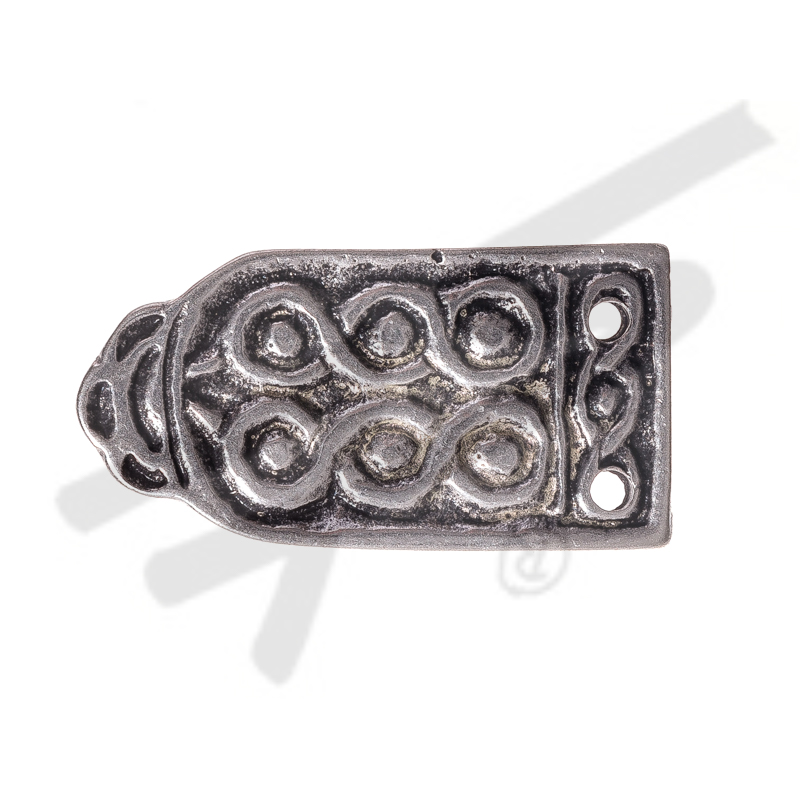 [33761] silberfarbene Mittelalter-Gürtelspitze Wellen 3cm