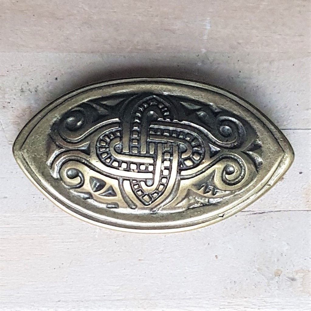 [33483] leichte Merowinger Gewand-Brosche,messingfarben